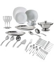 Foto Aparelho de Jantar Quadrado de Porcelana 58 Peças - La Cuisine B24-ST