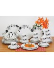 Aparelho de Jantar Redondo de Porcelana 73 Peças - Master Home Flores Pretas