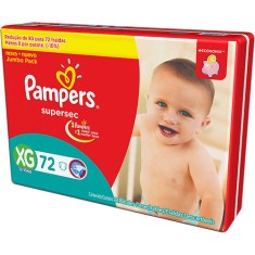 Fralda Pampers Supersec Tamanho XG Jumbo 72 Unidades Peso Indicado 12 - 15kg