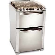 Fogão de Piso Electrolux Celebrate 4 Bocas Acendimento Automático Acabamento Inox com Forno Duplo Grill 56DTX