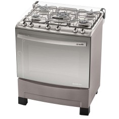 Fogão de Piso Mueller 5 Bocas Acendimento Automático Acabamento Inox Decorato