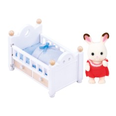Boneca Sylvanian Families Bebê Coelho Chocolate e Cama Epoch