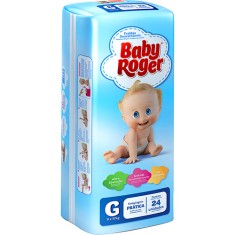 Fralda Baby Roger Tamanho G Prático 24 Unidades Peso Indicado 9 - 12kg