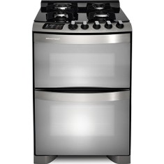 Fogão de Piso Brastemp Ative Maxi 4 Bocas Acendimento Superautomático Acabamento Inox com Forno Duplo Grill BFD4VAR