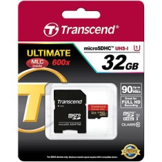 Cartão de Memória Micro SDHC com Adaptador Transcend Ultimate 32 GB TS32GUSDHC10U1