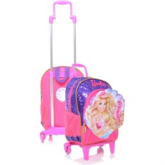 Mochila com Rodinhas Escolar Sestini Barbie Sereia das Pérolas M