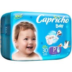 Fralda Capricho Baby Tamanho P Prático 30 Unidades Peso Indicado 3,5 - 5kg
