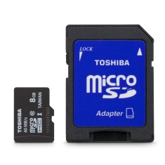 Cartão de Memória Micro SDHC com Adaptador Toshiba 8 GB SD-C08GCT2F-TBR