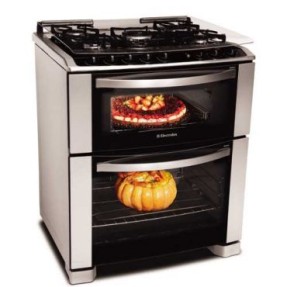 Fogão de Piso Electrolux Celebrate 5 Bocas Acendimento Superautomático Acabamento Inox com Forno Duplo Grill 76DXG