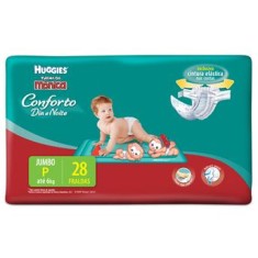 Fralda Huggies Turma da Mônica Conforto Dia e Noite Tamanho P Jumbo 28 Unidades Peso Indicado Até 6kg