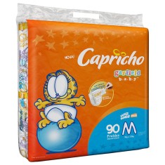 Fralda Capricho Garfield Tamanho M Jumbo 90 Unidades Peso Indicado 5 - 10kg