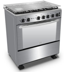Fogão de Piso Venax 6 Bocas Acendimento Automático Acabamento Inox Grill Gaudi Prisma