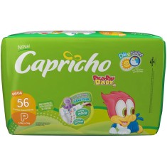 Fralda Capricho Pica-pau Baby Tamanho P Mega 56 Unidades Peso Indicado 3,5 - 5kg
