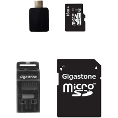 Cartão de Memória Micro SDHC com Adaptador Gigastone Professional 16 GB GS-4IN1C1016G-R