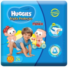 Fralda Huggies Turma da Mônica Tripla Proteção Tamanho XG Jumbo 24 Unidades Peso Indicado 12 - 15kg