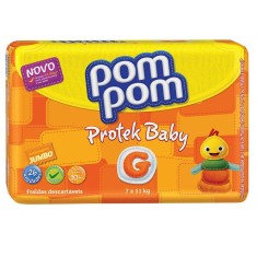Fralda Pom Pom Protek Baby Tamanho G Jumbo 26 Unidades Peso Indicado 7 - 11kg