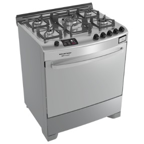 Fogão de Piso Brastemp Gourmand 5 Bocas Acendimento Superautomático Acabamento Inox Grill BF775BR
