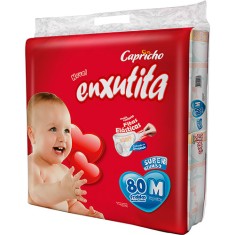 Fralda Capricho Enxutita Tamanho M Super Jumbo 80 Unidades Peso Indicado 5 - 10kg