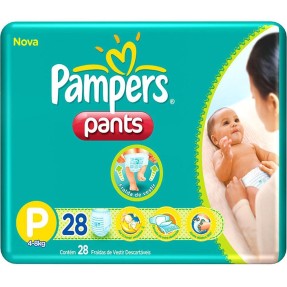 Fralda de Vestir Pampers Pants Tamanho P 28 Unidades Peso Indicado 4 - 8Kg