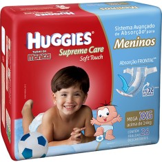 Fralda Huggies Turma da Mônica Supreme Care Soft Touch Menino Tamanho XXG Mega 26 Unidades Peso Indicado +14kg