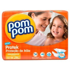 Fralda Pom Pom Protek Proteção de Mãe Tamanho G Jumbo 14 Unidades Peso Indicado 15 - 24kg