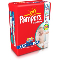 Fralda Pampers Supersec Tamanho XXG Pacotão 18 Unidades Peso Indicado +13kg