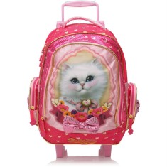 Mochila com Rodinhas Escolar Tilibra Jolie Pet Top Gato