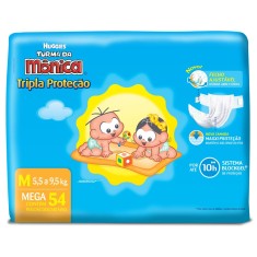 Fralda Huggies Turma da Mônica Tripla Proteção Tamanho M Mega 54 Unidades Peso Indicado 5,5 - 9,5kg