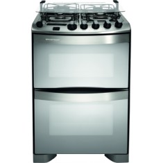 Fogão de Piso Brastemp Ative Maxi 4 Bocas Acendimento Automático Acabamento Inox com Forno Duplo BFD4TAR