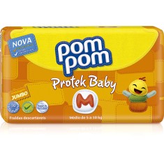 Fralda Pom Pom Protek Baby Tamanho M Jumbo 30 Unidades Peso Indicado 5 - 10kg