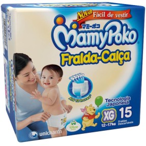 Fralda de Vestir MamyPoko Fralda-Calça Tamanho XG Regular 15 Unidades Peso Indicado 12 - 17kg