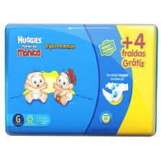 Fralda Huggies Turma da Mônica Tripla Proteção Tamanho G Mega 52 Unidades Peso Indicado 9 - 12,5kg