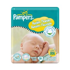 Fralda Pampers Tamanho Recém Nascido (RN) 20 Unidades Peso Indicado 2 - 4,5kg