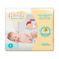 Fralda Huggies Primeiros 100 Dias Tamanho P Jumbinho 22 Unidades Peso Indicado Até 6kg