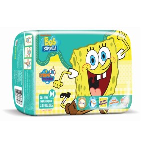 Fralda G&B Higiênicos Bob Esponja Extreme Protection Tamanho M Jumbo 24 Unidades Peso Indicado 5 - 10kg