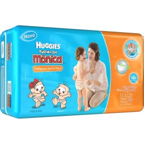 Fralda de Vestir Huggies Turma da Mônica Proteção Veste Fácil Tamanho XG Mega 34 Unidades Peso Indicado 12 - 17kg