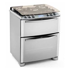 Fogão de Piso Electrolux i-Kitchen 5 Bocas Acendimento Superautomático Acabamento Inox com Forno Duplo Grill 76DIX