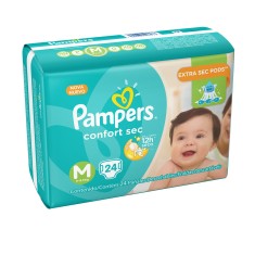 Fralda Pampers Confort Sec Tamanho M Pacotão 24 Unidades Peso Indicado 6 - 9,5kg