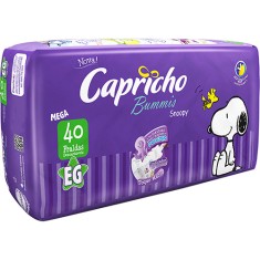 Fralda Capricho Snoopy Bummis Tamanho XG Mega 40 Unidades Peso Indicado 13 - 15kg