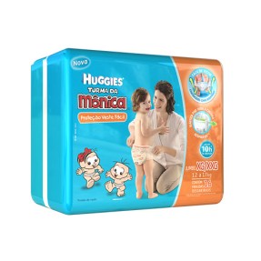 Fralda Huggies Turma da Mônica Proteção Veste Fácil Tamanho XG Jumbo 16 Unidades Peso Indicado 14 - 18kg