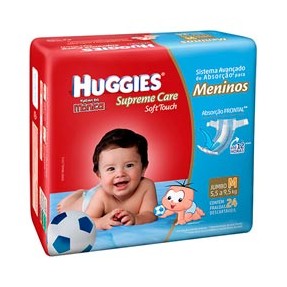 Fralda Huggies Turma da Mônica Supreme Care Soft Touch Menino Tamanho M Jumbo 24 Unidades Peso Indicado 5,5 - 9,5kg