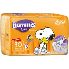 Fralda Capricho Snoopy Bummis Tamanho P Econômica 30 Unidades Peso Indicado Até 5kg