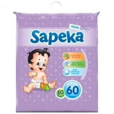 Fralda Sapeka Tamanho XG Hiper 60 Unidades Peso Indicado 9 - 13kg
