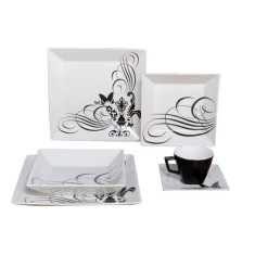 Aparelho de Jantar Quadrado de Porcelana 30 peças - Quartier Tattoo Oxford Porcelanas