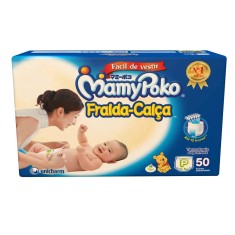 Fralda de Vestir MamyPoko Fralda-Calça Tamanho P Mega 50 Unidades Peso Indicado 3 - 8 kg