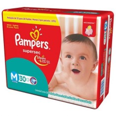 Fralda Pampers Supersec Tamanho M Econômica 30 Unidades Peso Indicado 6 - 9kg